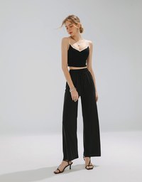 Cooling Fabric Comfortable Drape Drawstring High Waisted Pants Culottes