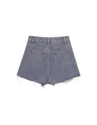 Distressed Fringed Jeans Denim Shorts