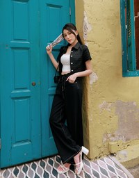 【HXA Design】Wideleg JEANS PANTS Denim High Waist Wide Pants Culottes H08