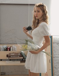 Heart-shaped Lace Embroidered Flare Dress