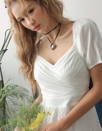 Heart-shaped Lace Embroidered Flare Dress