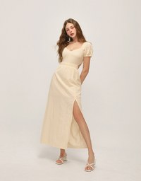 Heart Neckline Hollow Strap Long Dress