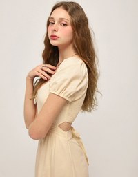 Heart Neckline Hollow Strap Long Dress