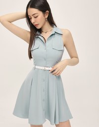 Adventure Style Shirt Vest Mini Dress (With Belt)