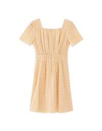 French Embroidered Hollow Tie Mini Dress