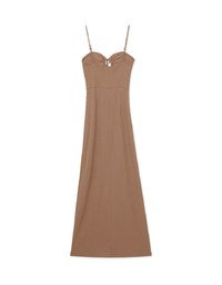 2WAY hollow hip-split thin shoulder maxi dress (with padding)
