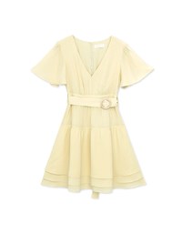 Layered Sheer Chiffon Mini Dress (With Belt)