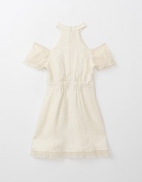 Qipao DRESS Pearl Embellished Cut Out Shoulder Cheongsam Mini Dress