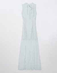 【HXA Design】Qipao DRESS Sheer Lace Side Slit Cheongsam Maxi Dress H04