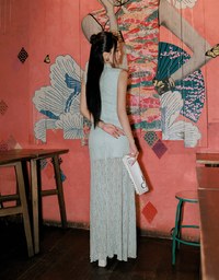 【HXA Design】Qipao DRESS Sheer Lace Side Slit Cheongsam Maxi Dress H04
