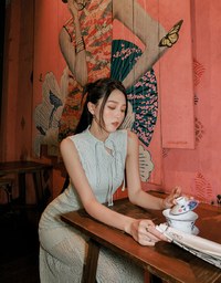 【HXA Design】Qipao DRESS Sheer Lace Side Slit Cheongsam Maxi Dress H04