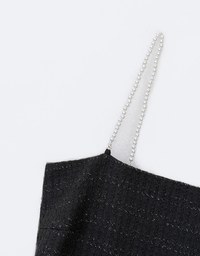 【HXA Design】3 WAY Chic Tweed Cami Mini Dress With Pearl Strap H10