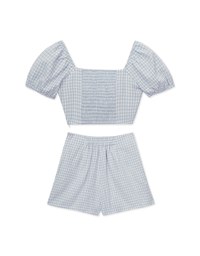 SET WEAR of TOP and SHORTS French Checkered Prints Twisted Design ( Cotton Synthetics)
