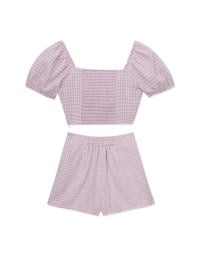 SET WEAR of TOP and SHORTS French Checkered Prints Twisted Design ( Cotton Synthetics)
