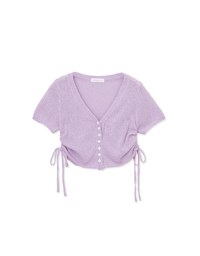 Side Ruched Cardigan Knit Top
