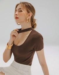 U Neck Halter Hollow Out Knit Top