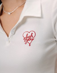 Preppy Polo Cropped Top With Embroidered Letter