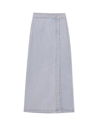 【Den!m LITE】Perfect Waistline Midi Skirt Botton Down Extra High Waisted Denim Jeans Long Skirt