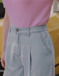 【Den!m LITE】Pleated Jeans Pants Extra High Waisted Wide Leg Pants Culottes