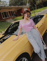 【Den!m LITE】Pleated Jeans Pants Extra High Waisted Wide Leg Pants Culottes