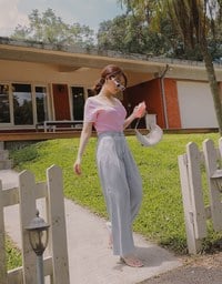 【Den!m LITE】Pleated Jeans Pants Extra High Waisted Wide Leg Pants Culottes