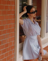 Bubble Organza Straight Pleated Mini Dress