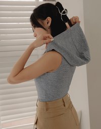 Hooded Knit Top with Zipper