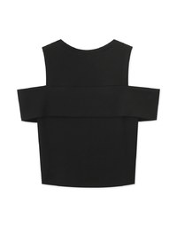 Simple Cut Out Shoulder Ruffled Knit Top