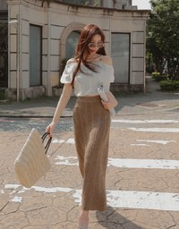 Beaded Puff Sleeve Thin Strap Top