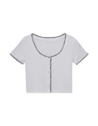 Stitched Trim Ribbed Top