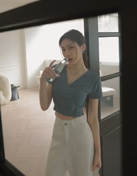 Monochrome Cross Ribbed Top