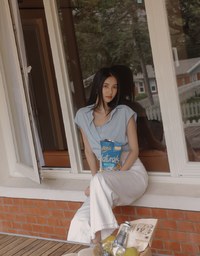 Bohemian Boho Style Set Wear of Sheer Blouse with Tube Top Vest