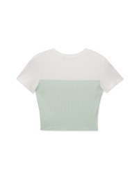 Mixed Material Short Sleeve Top