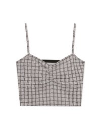 Checkered Textured Thin Strap Padded Cami Top