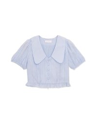 Wide Collar Sweet Puff Sleeve Top