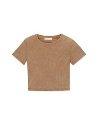 Washed Ribbed Round Neck Top