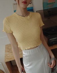 Bow Embroidered Ribbed Top