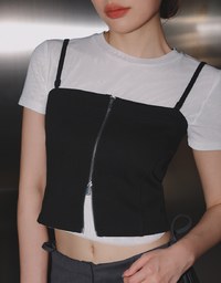 Solid Color Sheer Mesh Cropped Top