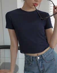 Solid Color Sheer Mesh Cropped Top