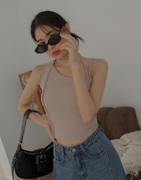 Halter Tie Asymmetrical Padded Tank Top