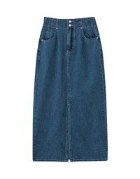 【Den!m LITE】Perfect Waistline Midi SKIRT Lightweigth Fabric Extra High Waisted Flared Jeans Denim Skirt DNA