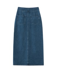 【Den!m LITE】Perfect Waistline Midi SKIRT Lightweigth Fabric Extra High Waisted Flared Jeans Denim Skirt DNA
