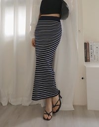 Basic Striped Bodycon Long Skirt