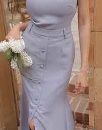 French Style Front Slit Long Skirt