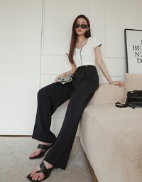 Draped Drawstring Pleated High Waisted Wide Pants Culottes