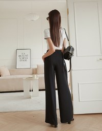Draped Drawstring Pleated High Waisted Wide Pants Culottes