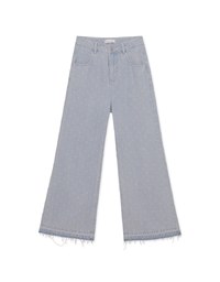 Dotted Fringed High Waist Wide Leg Jeans Denim Pants Culottes