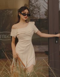 One Shoulder Layered Ruffle Short Dress