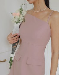Asymmetric Textured Blazer Strap Mini Dress