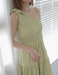 Island Vacation Plaid Tie Back Maxi Dress